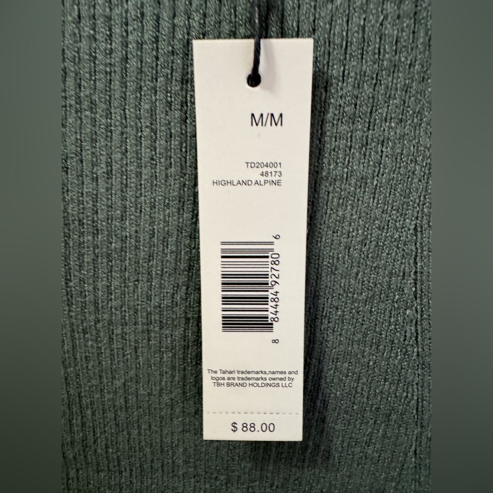 Tahari Ribbed Knit Puff Sleeve Scoop Neck Midi Dress M - Picture 2 of 7